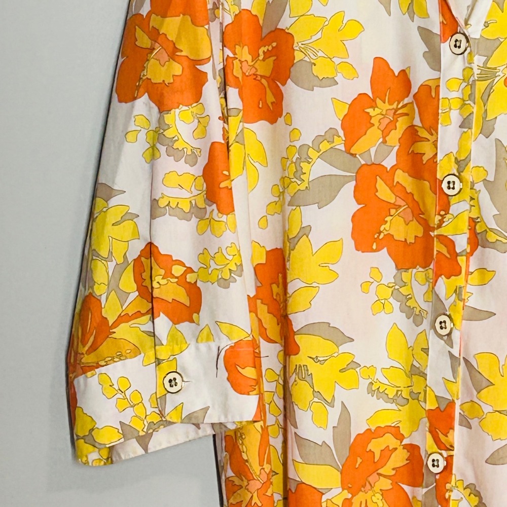 Foxcroft wrinkle free shaped fit women's button blouse retro bright floral 24W - Picture 4 of 9